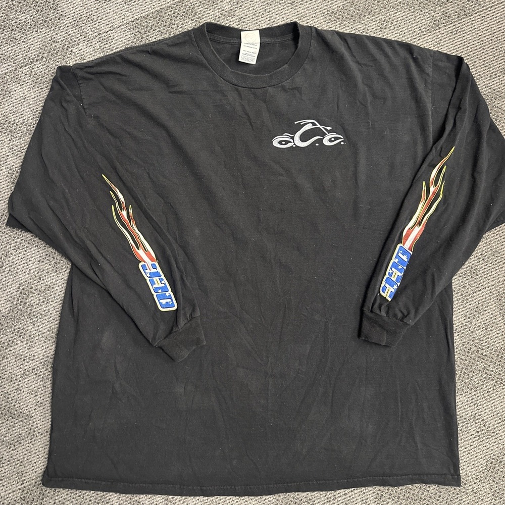 Orange County Choppers OCC Mens 3XL Black Long Sleeve T-Shirt Flame Graphic Logo